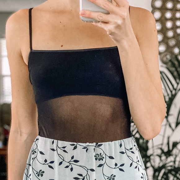 Vintage Tops - Vintage T strap sheer tummy bandeau tank top